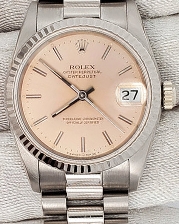 Rolex Datejust Vintage 31MM Silver Dial White Gold President Bracelet (68279)