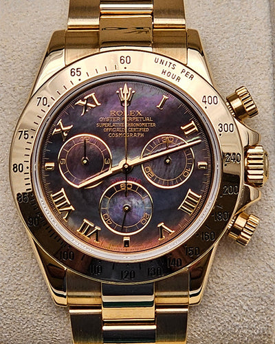 Rolex Cosmograph Daytona 40MM Tahitian Mother of Pearl Dial Yellow Gold Oyster Bracelet (116528)