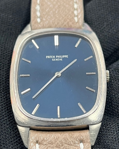 Patek Philippe Golden Ellipse 26MM Blue Dial Leather Strap (3567)