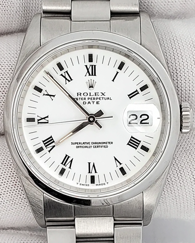 Rolex Oyster Perpetual Date 34MM White Dial Oyster Bracelet (15200)