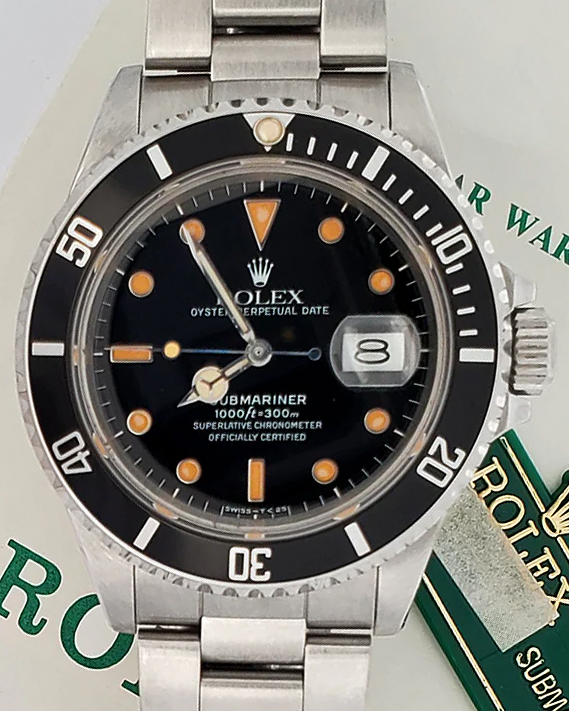 1986 Rolex Submariner 40MM Black Patina Dial Steel Oyster Bracelet (16800)