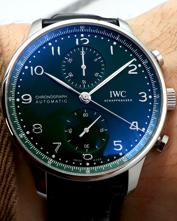 2022 IWC Portugieser Chronograph 41MM Green Dial Leather Strap (IW371615)