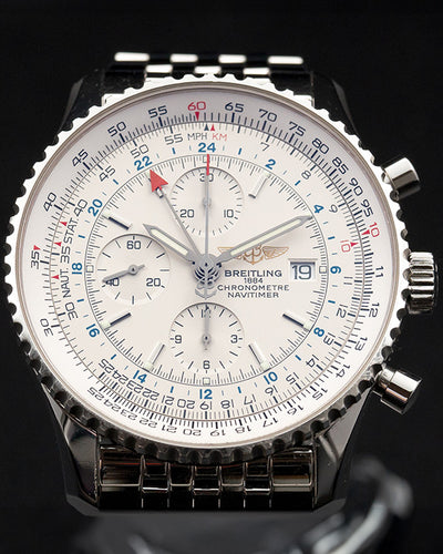 Breitling Navitimer World 46MM White Dial Steel Bracelet (A24322)