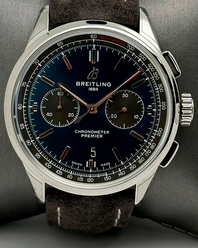 Breitling Premier B01 42MM Blue Dial Leather Strap (AB0118A61C1X4)