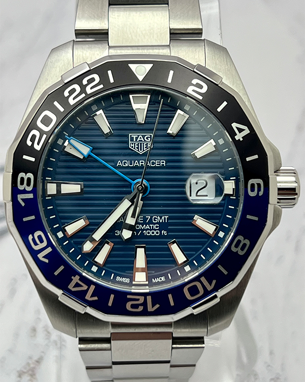 2021 TAG Heuer Aquaracer 43MM GMT 300M Steel Blue Dial (WAY201T.BA0927)