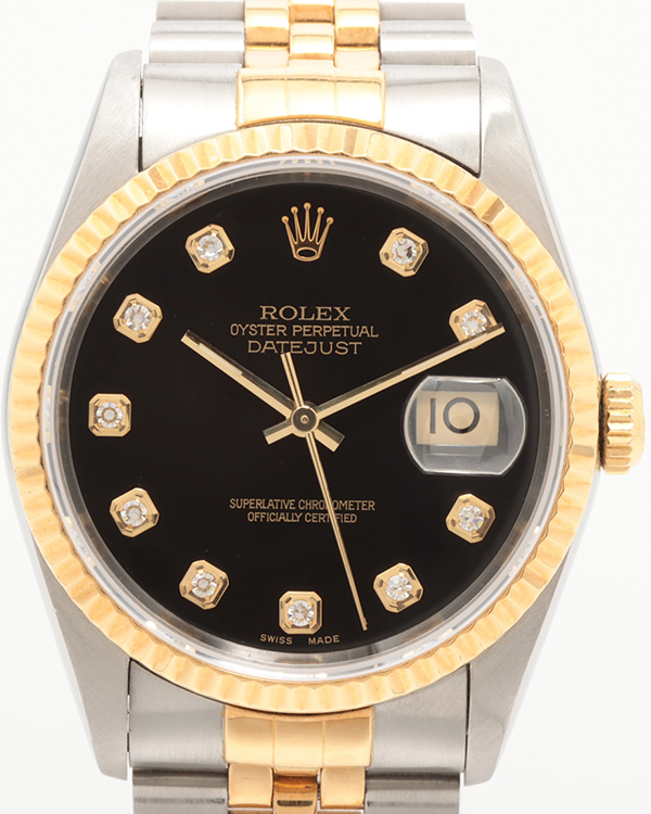 Rolex Datejust 36MM Aftermarket Black Dial Two-Tone Jubilee Bracelet  (16233G)