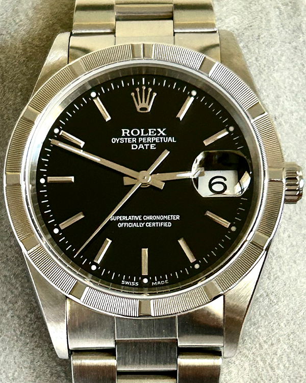 2004 Rolex Oyster Perpetual Date 34MM Black Dial Oyster Bracelet (15210)