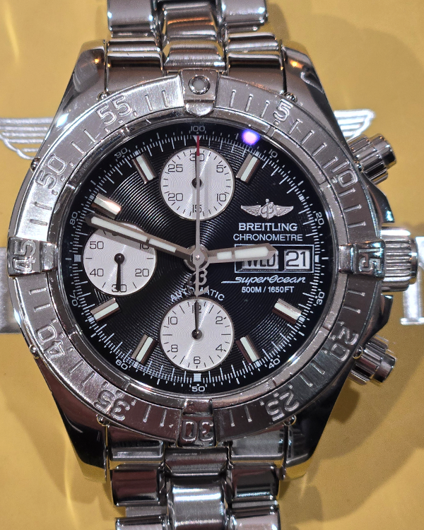 Breitling Superocean Chronograph II 42MM Black Dial Steel Bracelet (A13340)