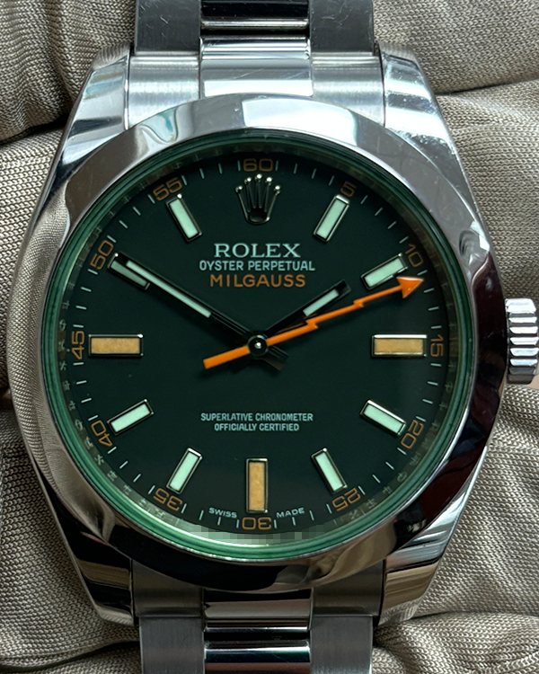 2009 (V Serial) Rolex Milgauss 40MM Green Dial Oyster Bracelet (116400)