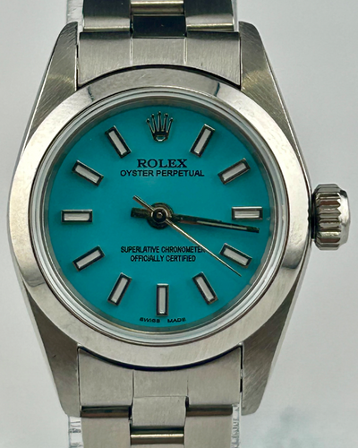 Rolex Oyster Perpetual 24MM Aftermarket Tiffany Blue Dial Oyster Bracelet (76080)