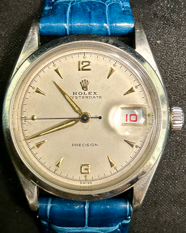 Rolex Oysterdate Precision 34MM Patina White Dial Leather Strap (6294)