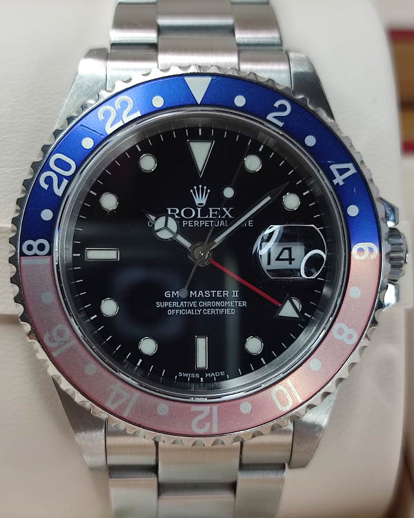 Rolex GMT-Master II "Faded Pepsi" 40MM Black Dial Steel Bracelet (16710)