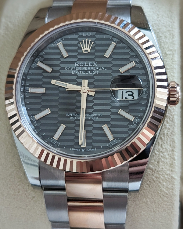 2023 Rolex Datejust 41MM Grey Fluted Motif Dial Two-Tone Oyster Bracelet (126331)