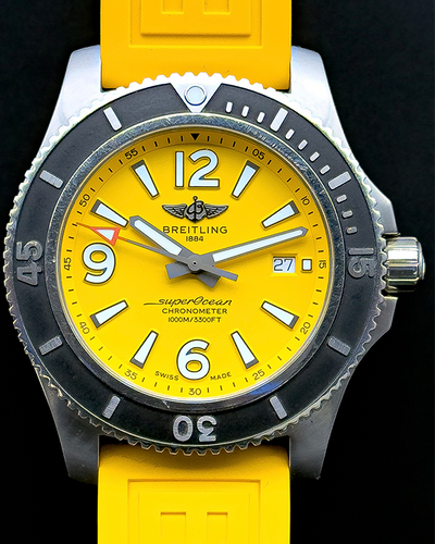 2020 Breitling Superocean 44MM Yellow Dial Rubber Strap (A17367021I1S1)