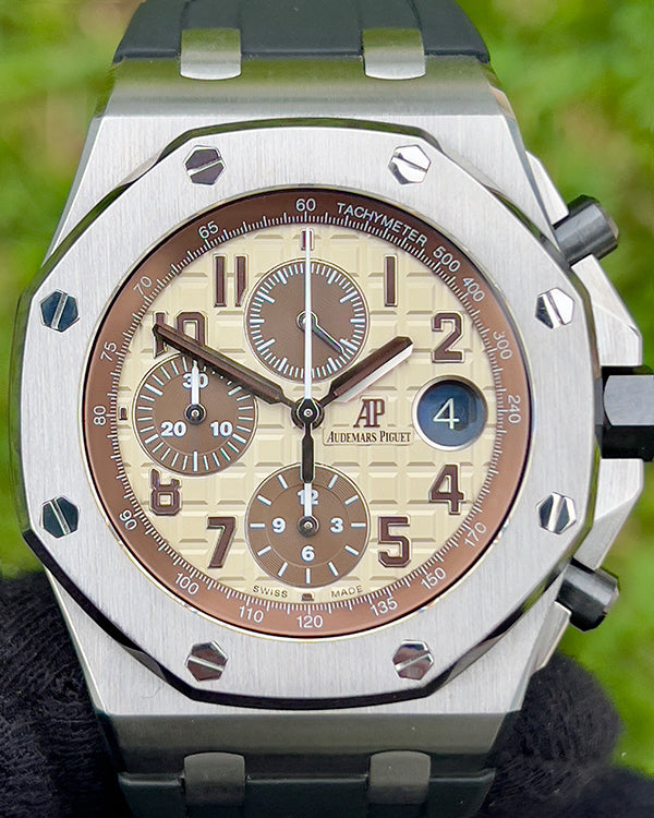 2016 Audemars Piguet Royal Oak Offshore "Safari" 42MM Ivory Dial Rubber Strap (26470ST.OO.A801CR.01)