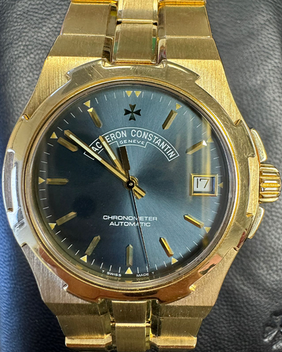 Rare Vacheron Constantin Overseas 37MM Blue Dial Yellow Gold Bracelet (42040)