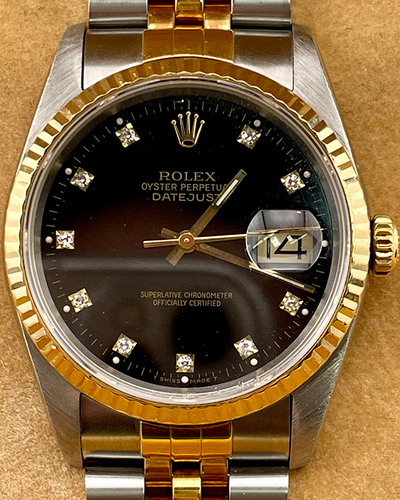 1990 Rolex Datejust 36MM Black Dial Two-Tone Jubilee Bracelet (16233)