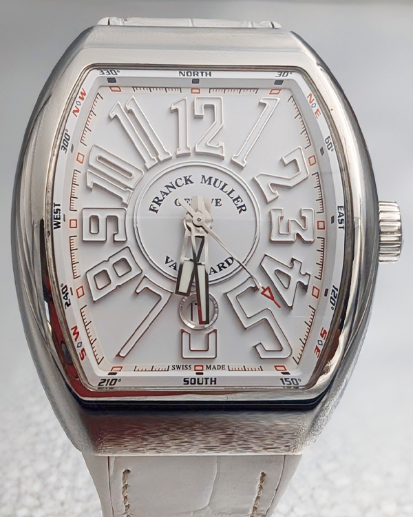 Franck Muller Vanguard 44mm White Dial Leather/Rubber Strap (V45 SCDT ACBC)