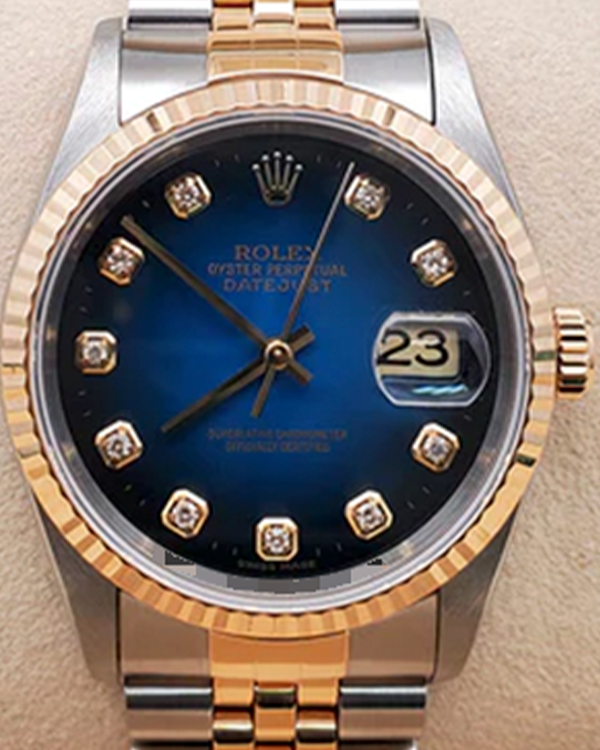 1995 Rolex Datejust 36MM Blue Vignette Dial Two-Tone Jubilee Bracelet (16233)