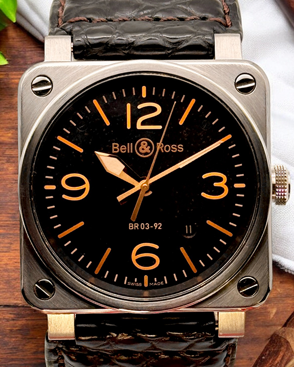 Bell & Ross BR 03-92 Golden Heritage 42MM Black Dial Aftermarket Leather Strap (BR03-92-S)