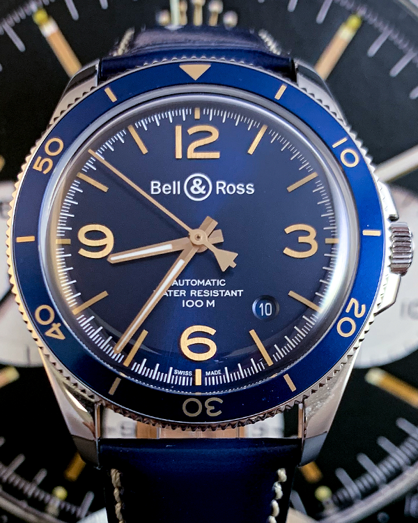 2022 Bell & Ross BR V2 Aéronavale 41MM Blue Dial Leather Strap (BRV292-BU-G-ST/SCA)