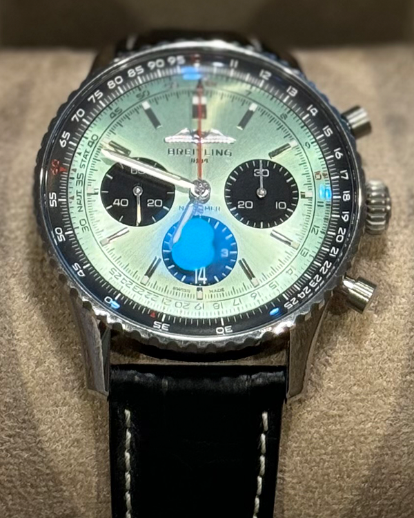 2024 Breitling Navitimer 1 B01 Chronograph 43MM Green Dial Leather Bracelet (AB0138241L1P1)