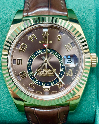 2013 Rolex Sky-Dweller 42MM Chocolate Dial Leather Strap (326135)