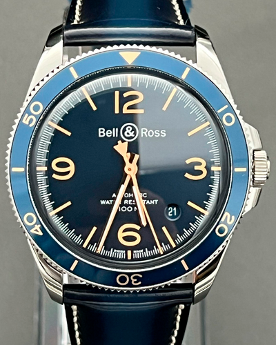 2023 Bell & Ross V2-92 Aéronavale 41MM Blue Dial Leather Strap (BRV292-BU-G-ST/SCA)