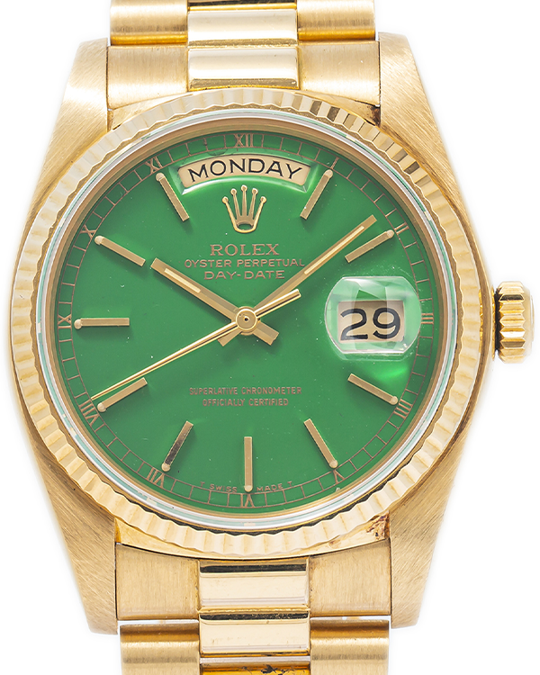 Rolex Day-Date 36 Presidet Bracelet Yellow Gold Green Dial (18038)