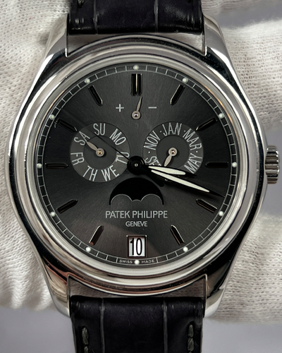 Patek Philippe Annual Calendar Moonphase 39MM Grey Dial Leather Strap (5146P-001)