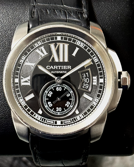 2018 Cartier Calibre de Cartier 42MM Black Dial Leather Strap (W7100041)