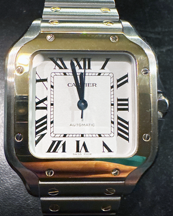 2022 Cartier Santos De Cartier 35.1MM Silver Dial Two-Tone Bracelet (W2SA0016)