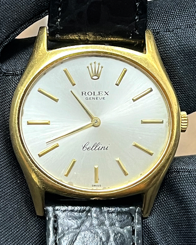 Rolex Cellini 32MM Silver Dial Aftermarket Leather Strap (3806)