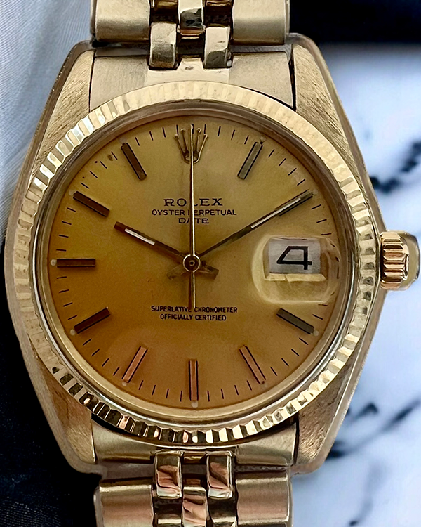 Rolex Oyster Perpetual Date 34MM Champagne Dial Yellow Gold Jubilee Bracelet (1500)