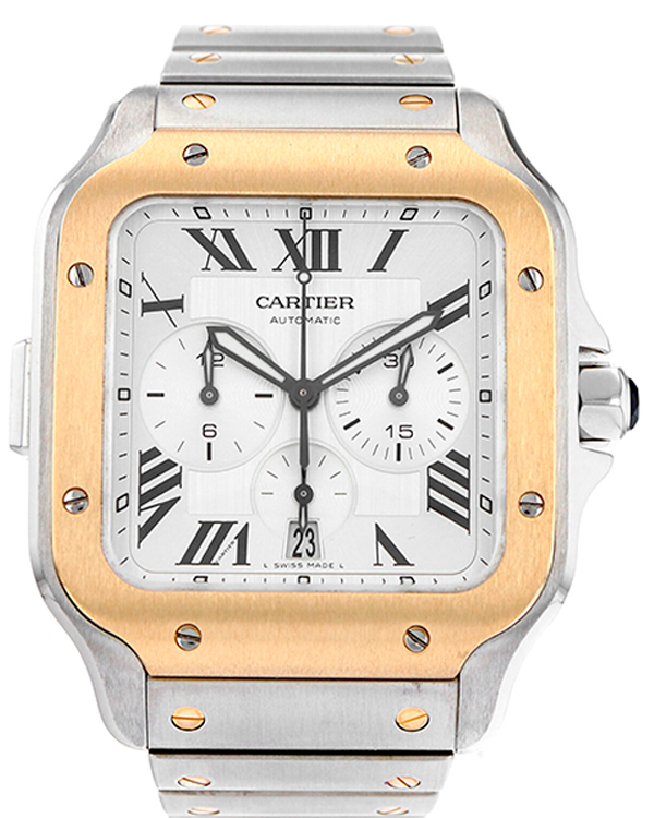 Cartier Santos de Cartier 44.9MM Silver Dial Two-Tone Bracelet (W2SA0008)