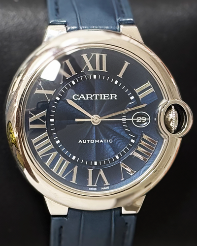 Cartier Ballon Bleu 42MM Blue Dial Leather Strap (WSBB0027)