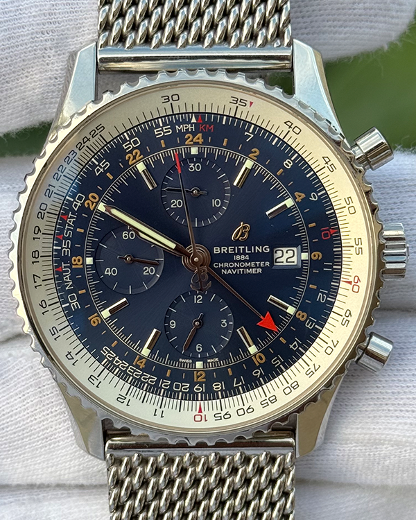 Breitling Navitimer World 46MM Blue Dial Steel Bracelet (A24322)