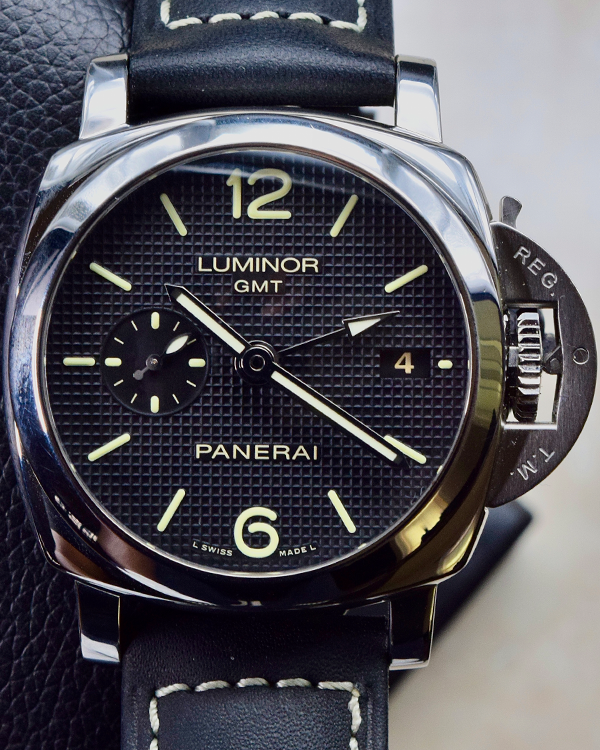 2014 Panerai Luminor 1950 3 Days GMT Automatic 42MM Black Dial Leather Strap (PAM00535)