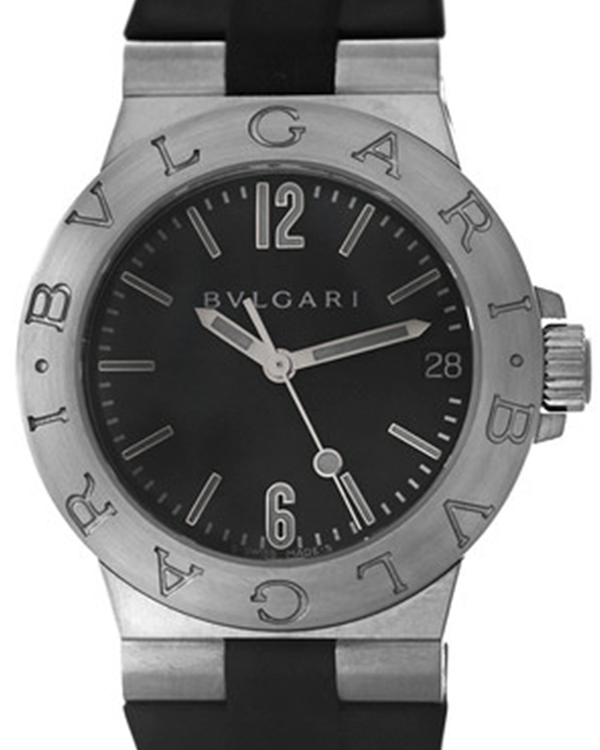 Bvlgari Diagono 29MM Black Dial Rubber Strap (LCV29S)