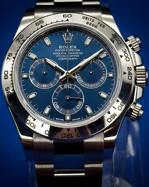 2023 Rolex Cosmograph Daytona 40MM Blue Dial White Gold Oyster Bracelet (116509)