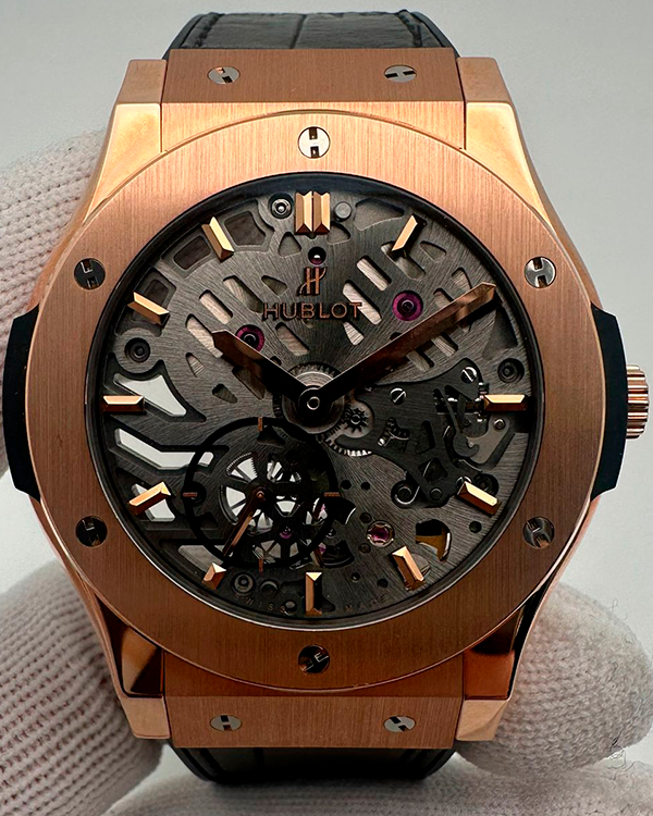 Hublot Classic Fusion Ultra-Thin 42MM Skeleton Dial Leather Strap (545.OX.0180.LR)