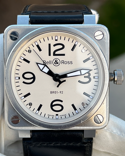 Bell & Ross BR 01 46MM Cream Dial Leather Strap (BR01-92-S)
