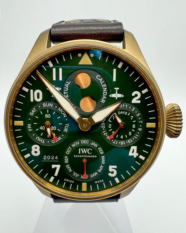 2019 IWC Schaffhausen Big Pilot Perpetual Calendar Spitfire L.E. 46.2MM Green Dial Leather Strap (IW503601)