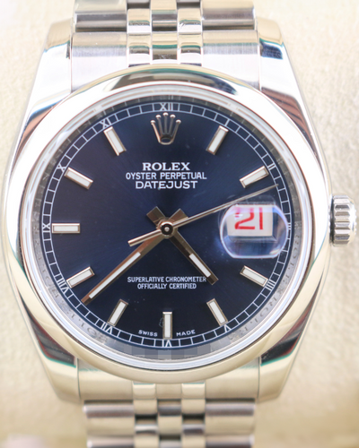 2006 (Z Serial) Rolex Datejust 36MM Blue Dial Jubilee Bracelet (116200)