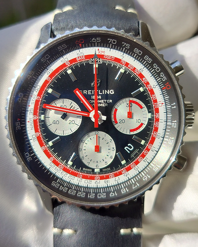 Breitling Navitimer B01 Chronograph Swissair Edition 43MM Black Dial Leather Strap (AB01211B1B1X2)