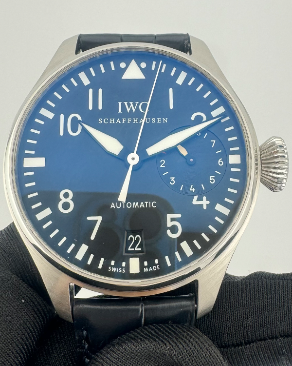 IWC Schaffhausen Big Pilot 46MM Black Dial Leather Strap (IW500401)