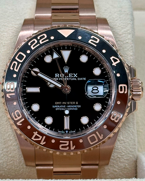 Rolex GMT-Master II "Root Beer" 40MM  Black Dial Everose Gold Bracelet (126715CHNR)