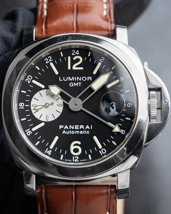 2007 (J Serial) Panerai Luminor GMT Automatic 44MM Black Dial Leather Strap (PAM00088)