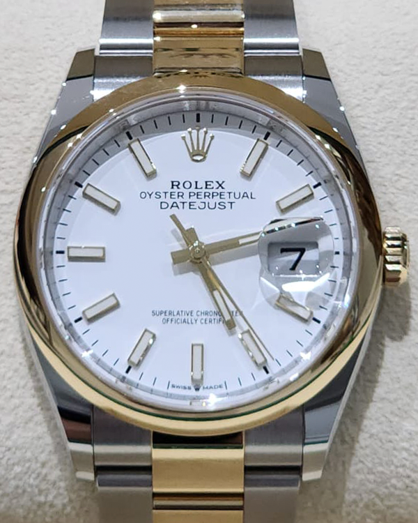 No Reserve - 2023 Rolex Datejust 36 Two-Tone Oystersteel and Yellow Gold White Dial (126203)