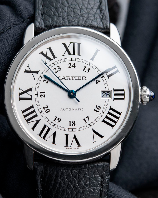 Cartier Ronde Solo De Cartier XL 42MM Silver Dial Leather Strap (W6701010)